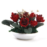 Maxbell 1/12 Dollhouse Miniature Clay Plant Rose Gypsophila Flower In Ceramic Pot