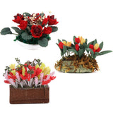 Maxbell 1/12 Dollhouse Miniature Clay Plant Rose Gypsophila Flower In Ceramic Pot