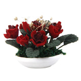 Maxbell 1/12 Dollhouse Miniature Clay Plant Rose Gypsophila Flower In Ceramic Pot