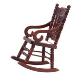 Maxbell 1/12 Dollhouse Miniature Wooden Rocking Chair Model - Brown