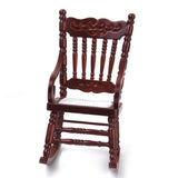 Maxbell 1/12 Dollhouse Miniature Wooden Rocking Chair Model - Brown