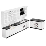 Maxbell White Wooden Kitchen Set And Silver Metal Wine Set For 1/12 Scale Dollhouse