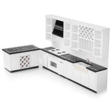 Maxbell Set of Dining Table Chair Set&Kitchen Set 1:12 Dollhouse Miniature Furniture