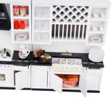 Maxbell White Wooden Kitchen Set And Silver Metal Wine Set For 1/12 Scale Dollhouse