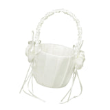 Maxbell 2x Elegant  Satin Flower Girl Basket w/ Handle Wedding Party Ceremony Supply