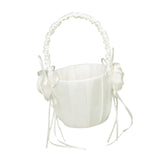 Maxbell 2x Elegant  Satin Flower Girl Basket w/ Handle Wedding Party Ceremony Supply
