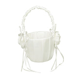 Maxbell 2x Elegant  Satin Flower Girl Basket w/ Handle Wedding Party Ceremony Supply