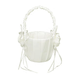 Maxbell 2x Elegant  Satin Flower Girl Basket w/ Handle Wedding Party Ceremony Supply