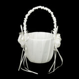Maxbell 2x Elegant  Satin Flower Girl Basket w/ Handle Wedding Party Ceremony Supply