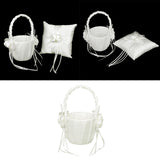 Maxbell 2x Elegant  Satin Flower Girl Basket w/ Handle Wedding Party Ceremony Supply