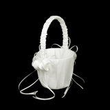 Maxbell 2x Elegant  Satin Flower Girl Basket w/ Handle Wedding Party Ceremony Supply