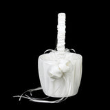 Maxbell 2x Elegant  Satin Flower Girl Basket w/ Handle Wedding Party Ceremony Supply