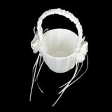 Maxbell 2x Elegant  Satin Flower Girl Basket w/ Handle Wedding Party Ceremony Supply