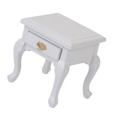Maxbell 1/12 Dollhouse Miniature Furniture Wooden Bedside Cabinet White