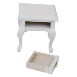 Maxbell 1/12 Dollhouse Miniature Furniture Wooden Bedside Cabinet White