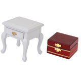 Maxbell 1/12 Dollhouse Miniature Furniture Wooden Bedside Cabinet White