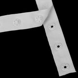 Maxbell 2x Snap Popper Tape Fasten Ribbon 6-Button 25mm Spacing White and Black