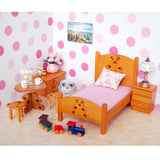 Maxbell Dollhouse Miniature Furniture Wooden Childrens Bedroom set 1/12 Wooden Color