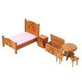 Maxbell Dollhouse Miniature Furniture Wooden Childrens Bedroom set 1/12 Wooden Color
