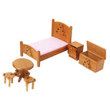 Maxbell Dollhouse Miniature Furniture Wooden Childrens Bedroom set 1/12 Wooden Color