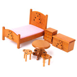 Maxbell Dollhouse Miniature Furniture Wooden Childrens Bedroom set 1/12 Wooden Color