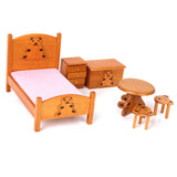 Maxbell Dollhouse Miniature Furniture Wooden Childrens Bedroom set 1/12 Wooden Color