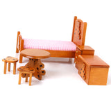 Maxbell Dollhouse Miniature Furniture Wooden Childrens Bedroom set 1/12 Wooden Color