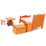 Maxbell Dollhouse Miniature Furniture Wooden Childrens Bedroom set 1/12 Wooden Color