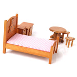 Maxbell Dollhouse Miniature Furniture Wooden Childrens Bedroom set 1/12 Wooden Color