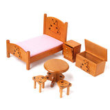 Maxbell Dollhouse Miniature Furniture Wooden Childrens Bedroom set 1/12 Wooden Color