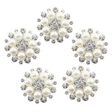 Maxbell 35xPhenovo Crystal Faux Pearl Flower Button Decoration DIY 30mm 5pcs Beige