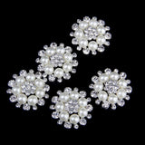 Maxbell 4xPhenovo Crystal Faux Pearl Flower Button Decoration DIY 30mm 5pcs Beige