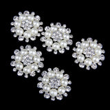 Maxbell 35xPhenovo Crystal Faux Pearl Flower Button Decoration DIY 30mm 5pcs Beige