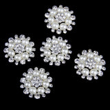 Maxbell 24xPhenovo Crystal Faux Pearl Flower Button Decoration DIY 30mm 5pcs Beige