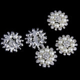 Maxbell 4xPhenovo Crystal Faux Pearl Flower Button Decoration DIY 30mm 5pcs Beige