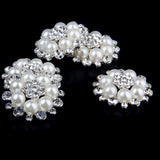 Maxbell 20xPhenovo Crystal Faux Pearl Flower Button Decoration DIY 30mm 5pcs Beige