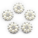 Maxbell 20xPhenovo Crystal Faux Pearl Flower Button Decoration DIY 30mm 5pcs Beige