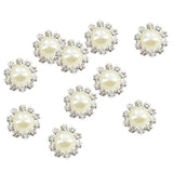 Maxbell 4xPhenovo Crystal Faux Pearl Buttons Flatback Decor DIY 14.5mm 10pcs Beige