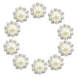 Maxbell 20xPhenovo Crystal Faux Pearl Buttons Flatback Decor DIY 14.5mm 10pcs Beige