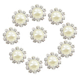 Maxbell 20xPhenovo Crystal Faux Pearl Buttons Flatback Decor DIY 14.5mm 10pcs Beige