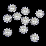 Maxbell 50xPhenovo Crystal Faux Pearl Buttons Flatback Decor DIY 14.5mm 10pcs Beige
