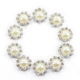 Maxbell 50xPhenovo Crystal Faux Pearl Buttons Flatback Decor DIY 14.5mm 10pcs Beige