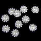 Maxbell 30xPhenovo Crystal Faux Pearl Buttons Flatback Decor DIY 14.5mm 10pcs Beige