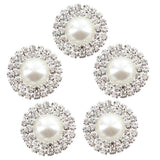 Maxbell 3xPhenovo Crystal Faux Pearl Button Flatback Decoration DIY 25mm 5pcs White
