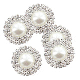 Maxbell 3xPhenovo Crystal Faux Pearl Button Flatback Decoration DIY 25mm 5pcs White