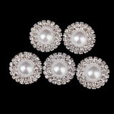 Maxbell 3xPhenovo Crystal Faux Pearl Button Flatback Decoration DIY 25mm 5pcs White