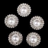 Maxbell 3xPhenovo Crystal Faux Pearl Button Flatback Decoration DIY 25mm 5pcs White