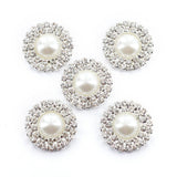 Maxbell 3xPhenovo Crystal Faux Pearl Button Flatback Decoration DIY 25mm 5pcs White