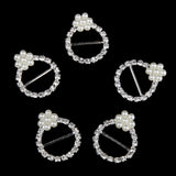 Maxbell 10x Bowknot Crystal Diamante+ 10 Round Pearl Buckle Ribbon Slider Gift Box Decor