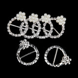 Maxbell 10x Bowknot Crystal Diamante+ 10 Round Pearl Buckle Ribbon Slider Gift Box Decor